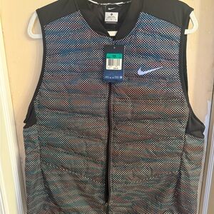 Nike Black and Blue Polka Dot Vest Aeroloft 800 Running Vest P2P 19” Length 30”
